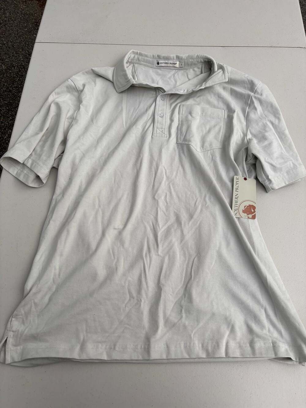 Southern Proper Polo Shirt Large White Pocket With Tags
